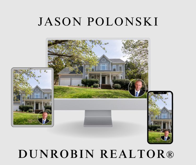 Dunrobin Realtor, Jason Polonski. 3 computer screens with a house in Dunrobin, Ottawa, photo of Jason Polonski, best Dunrobin real estate agent.