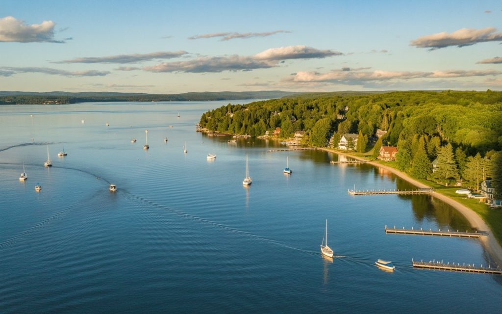 Constance Bay, Ottawa, Ontario. Multiple boats on Ottawa river.